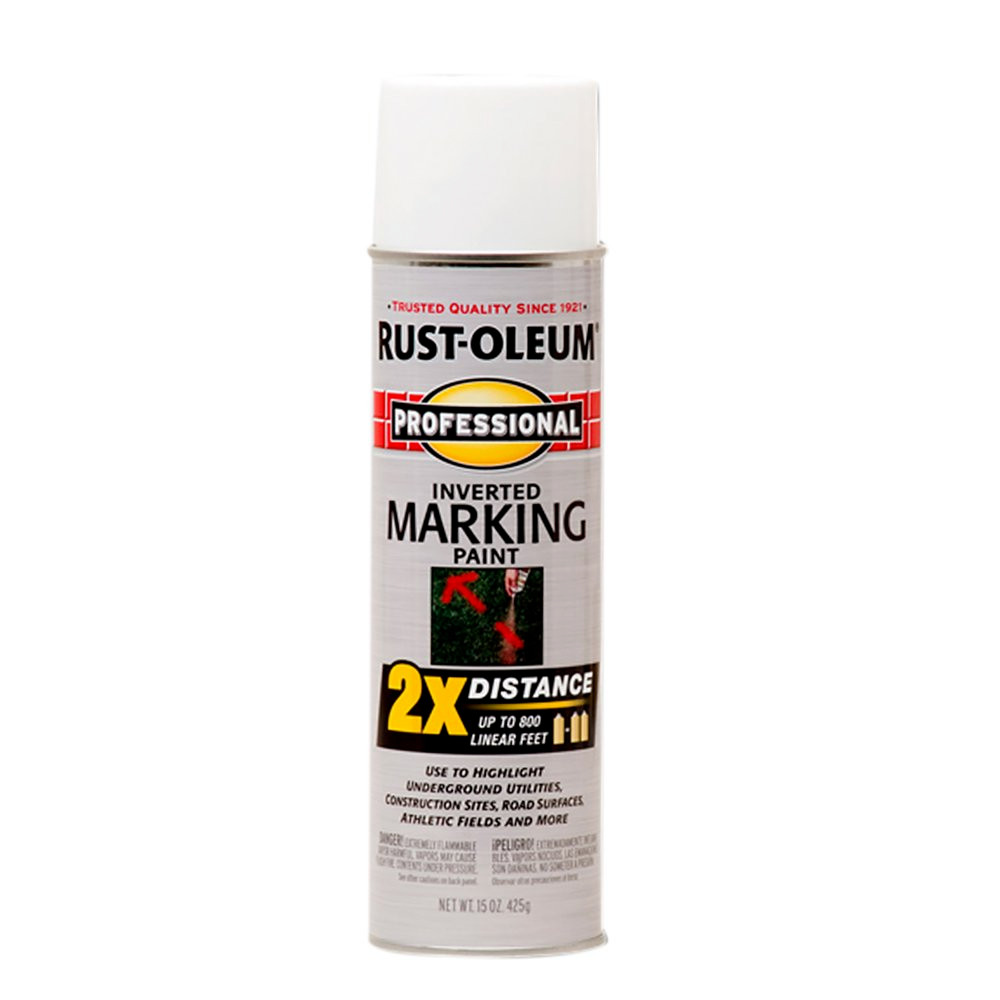Rust-Oleum Professional White Inverted Marking Spray Paint, 15 Oz