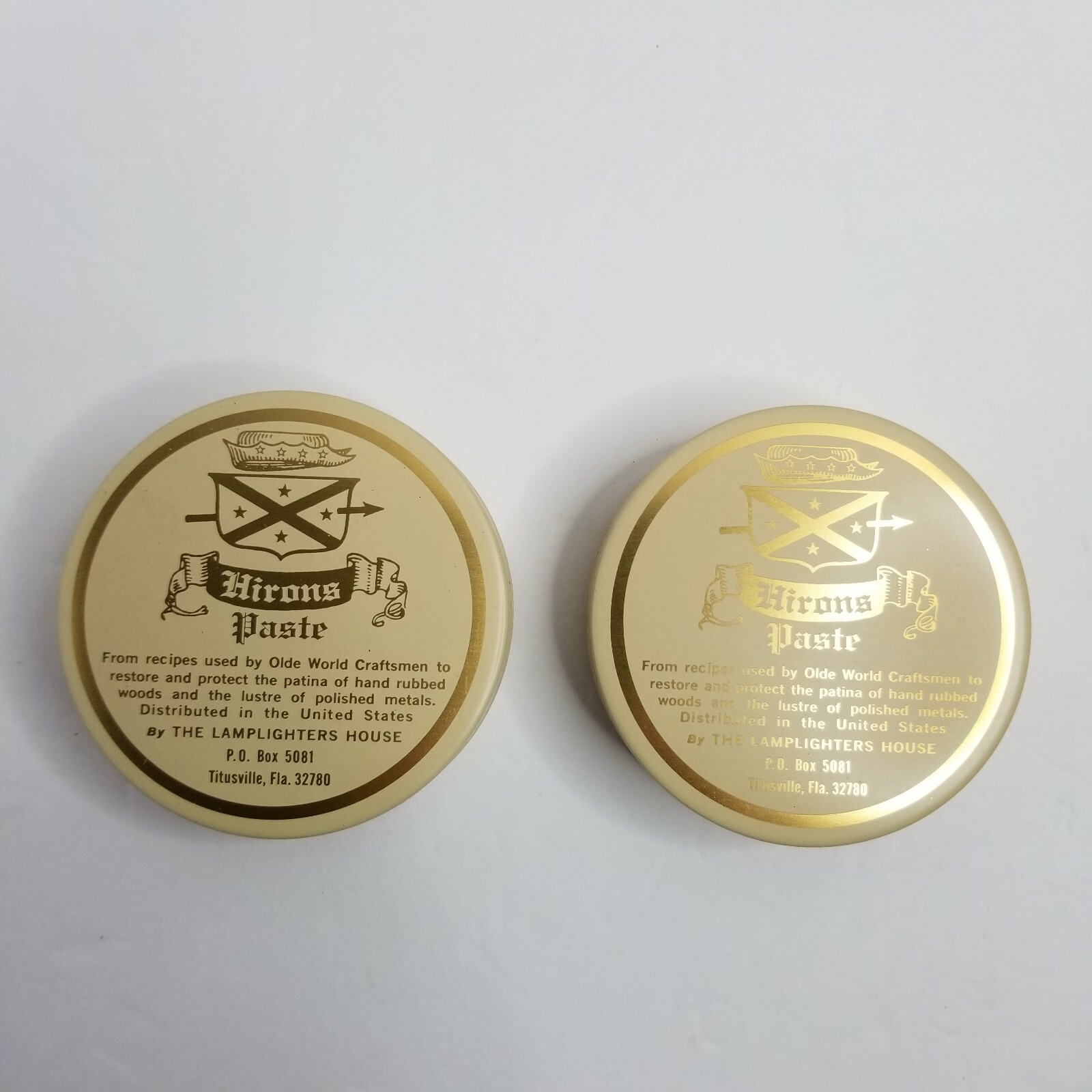 Lot of 2 Hirons Paste 2.5 Ounces for Polishing & Protecting All Metals & Woods