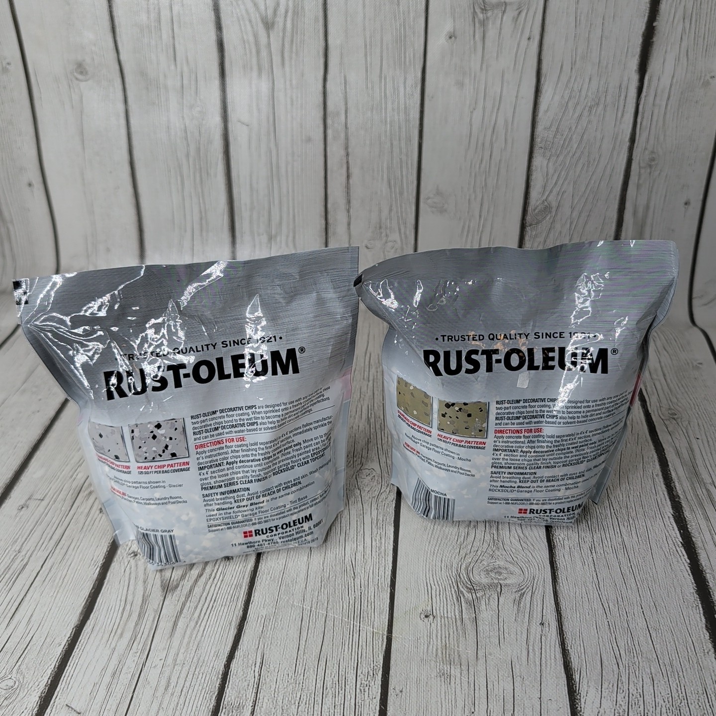 2 One Pound Bags Rust-Oleum Decorative Color Chips Mocha Blend Concrete Coating