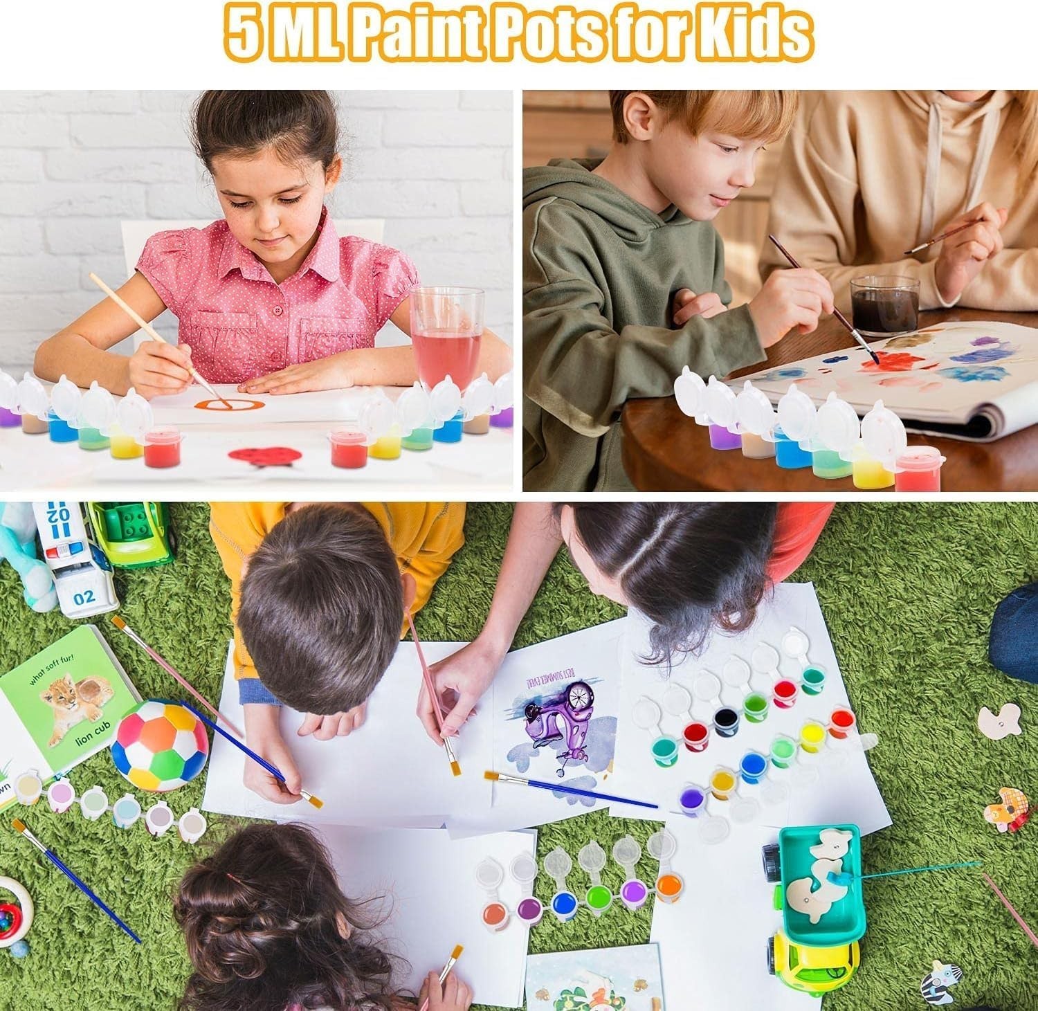 Large Empty Paint Pots 5 ml 90 Pots 15 Strips with Lids