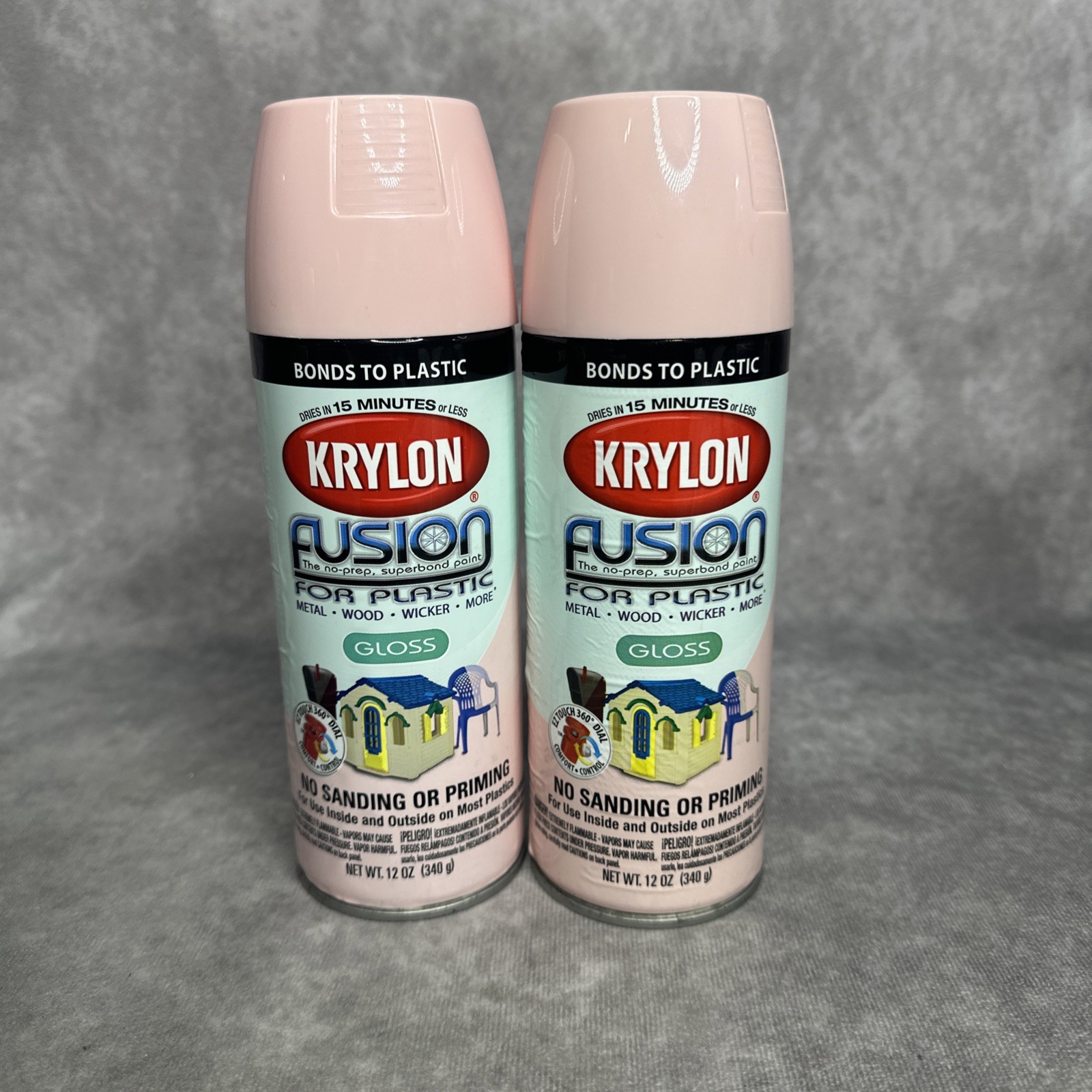 2 Krylon Fusion For Plastic Spray Paint 2331 Gloss Fairy Tale Pink Discontinued