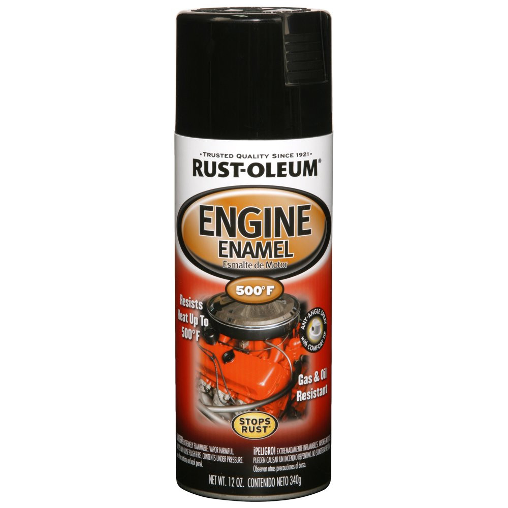 Automotive Engine Black Spray Paint Gas &Oil Resistant Automotive Surfaces 12 Oz