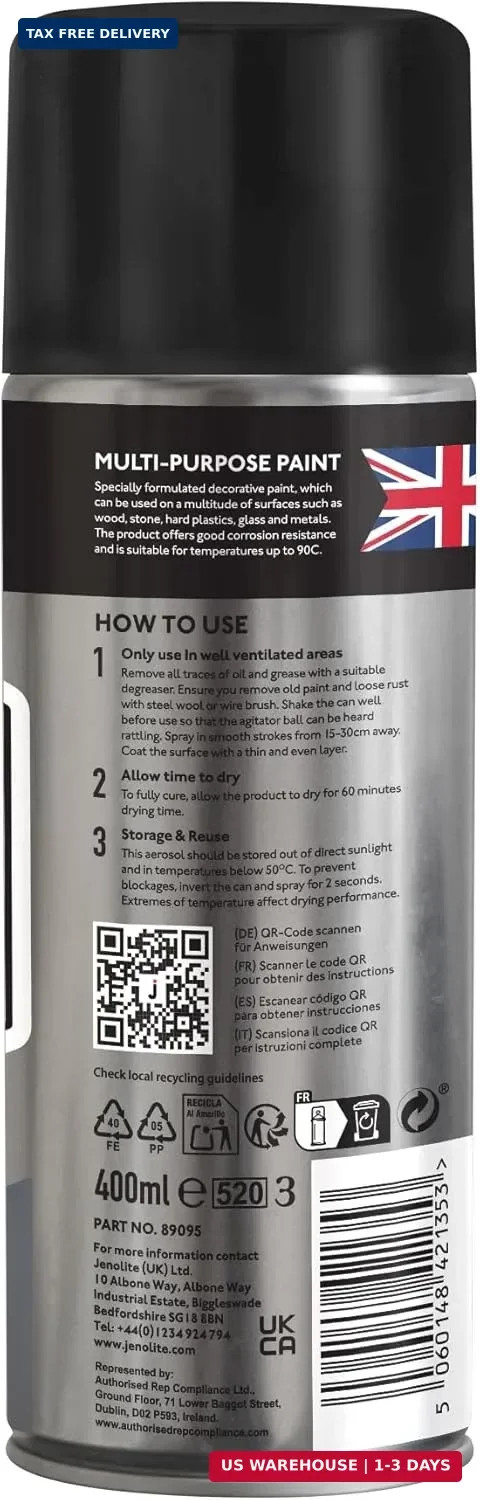 JENOLITE Chrome Spray Paint – Smooth Chrome Finish – Multi Surface Paint for Met
