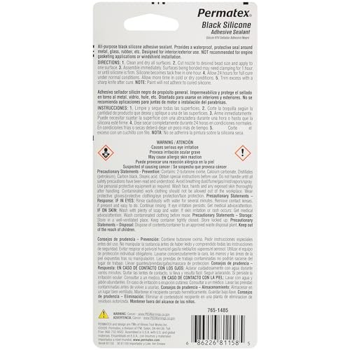 81158 Black Silicone Adhesive Sealant Tube Pack of 1 3 oz.