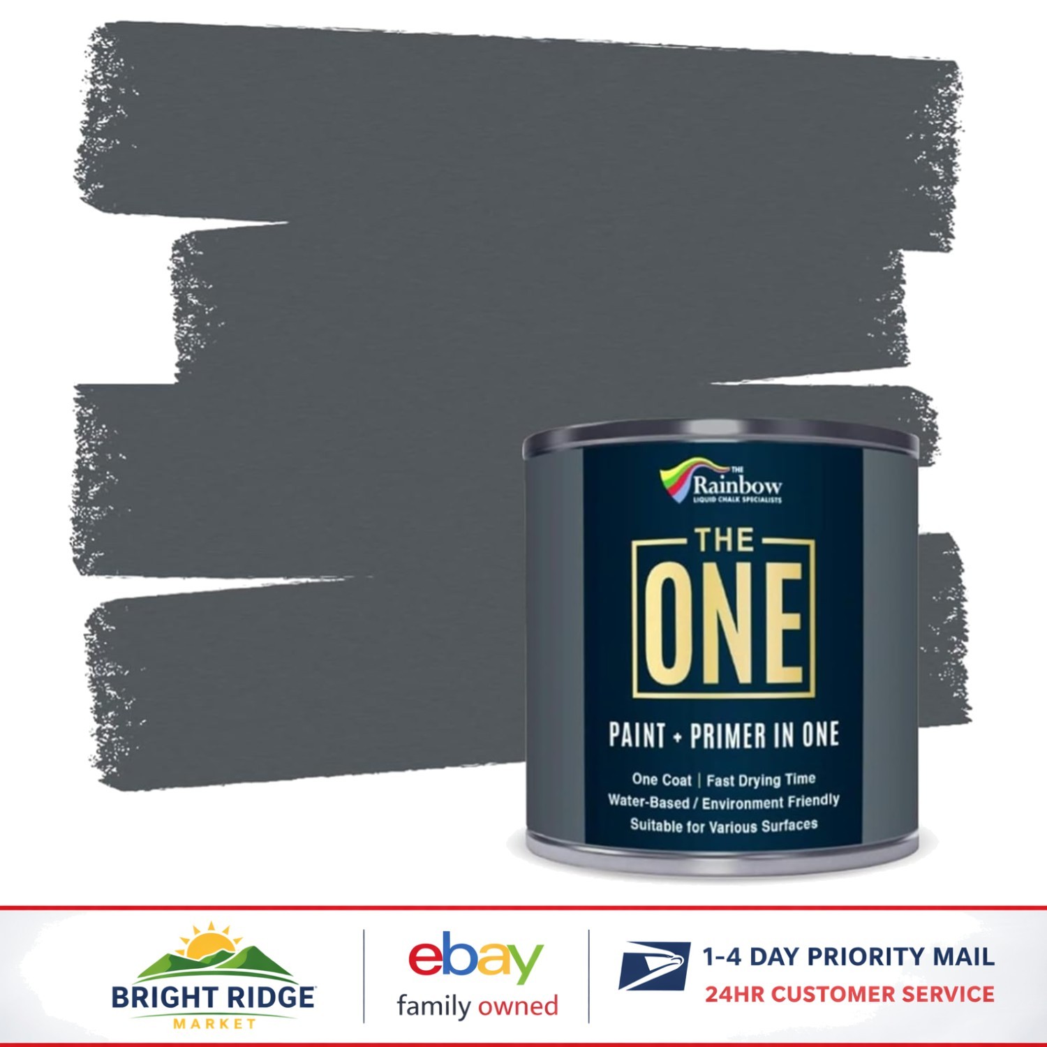 All-In-One Paint and Primer in Dark Grey Matte for Indoor and Outdoor Use