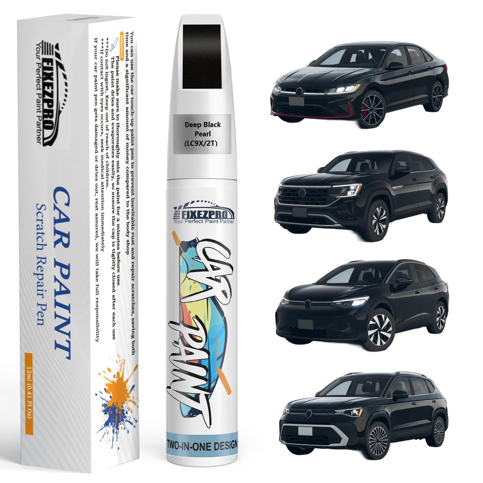 Deep Black Pearl Touch Up Paint Kit for Car Scratch Repair – Exact Color Match,