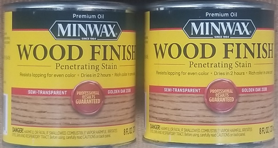 Minwax Wood Finish Golden Oak Wood Stain / Sealer, 8 oz can, 210B Lot of 2