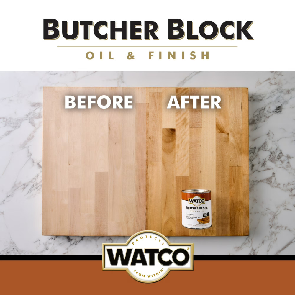2 Pack Rust-Oleum Watco Butcher Block Oil, Clear, Wood Finish, Food Safe, 16 oz