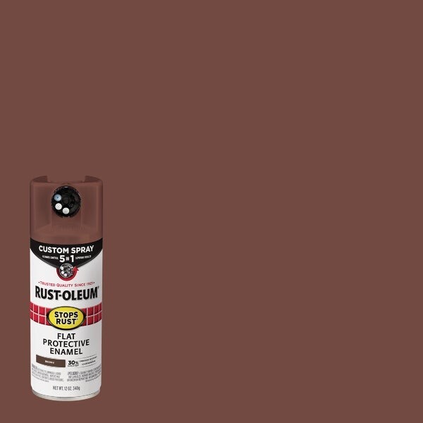 (12)-Rust-Oleum Stops Rust 12 Oz. Custom Spray 5 in 1 Flat Spray Paint, Brown