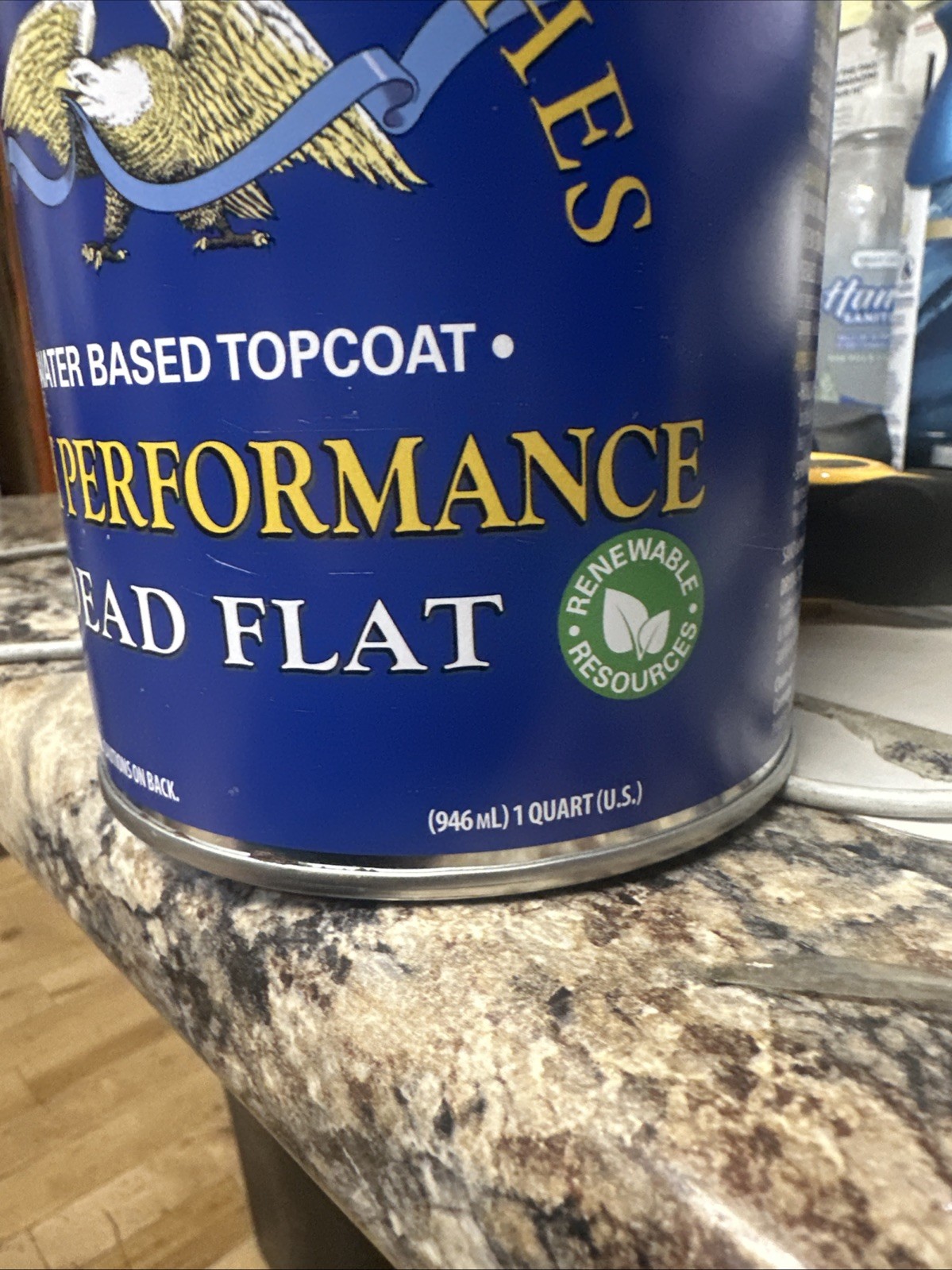 High Performance Water Based Topcoat, 1 Quart, Dead Flat