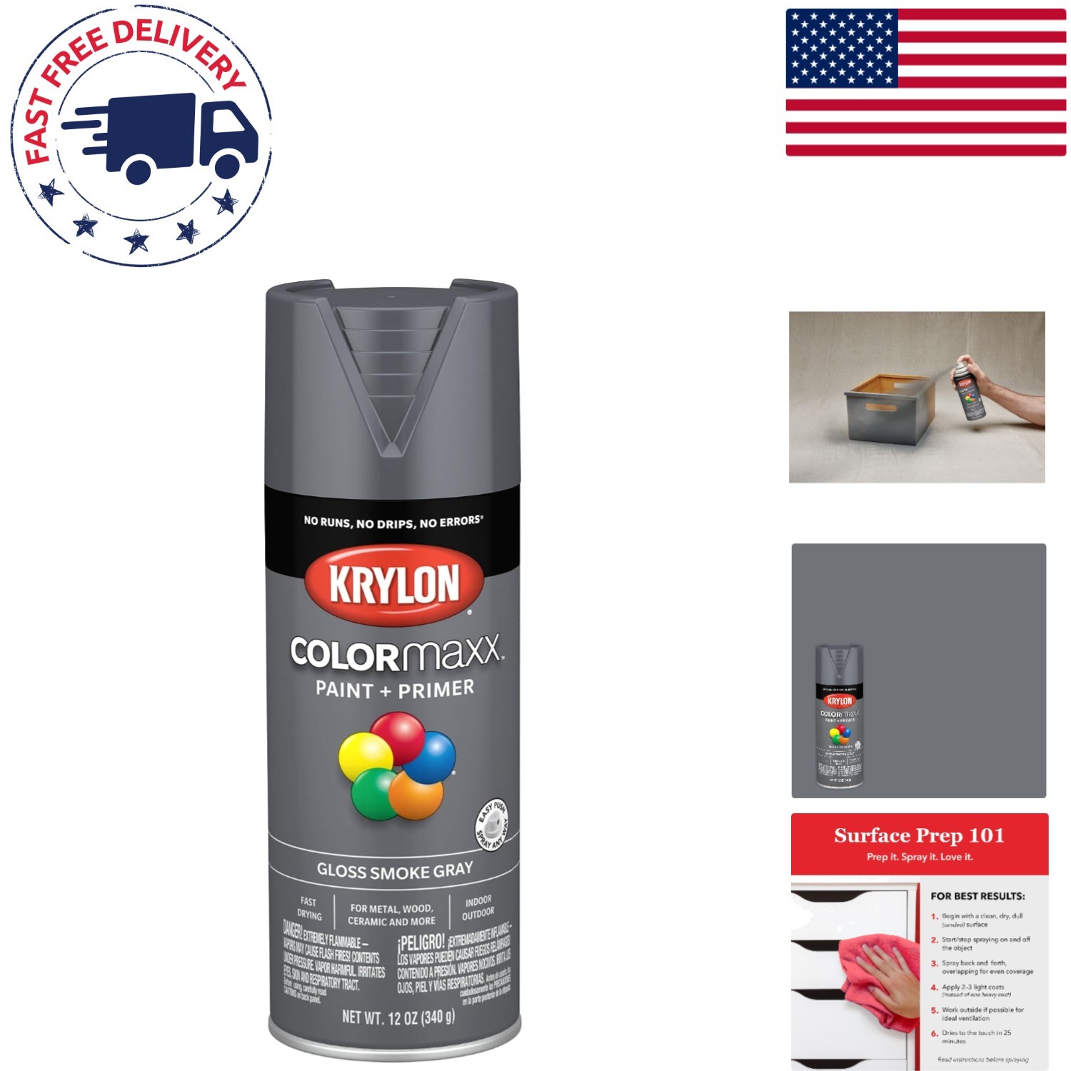 ColorMaxx 12 Oz. Gloss Spray Paint in Smoke Gray – Fast-Drying & Rust Resistant