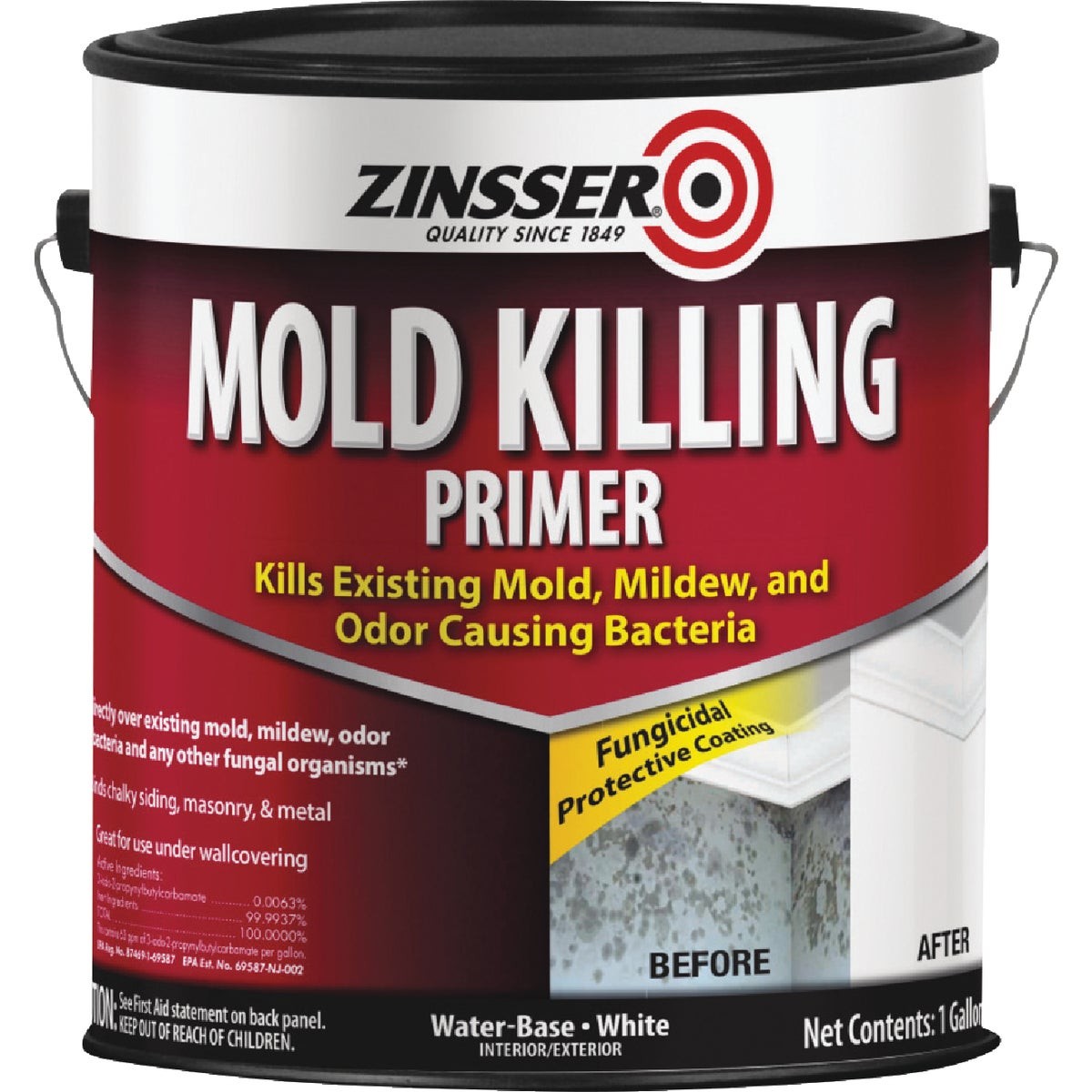 Zinsser Mold Killing Interior/Exterior Primer, White, 1 Gal. 276049 Zinsser