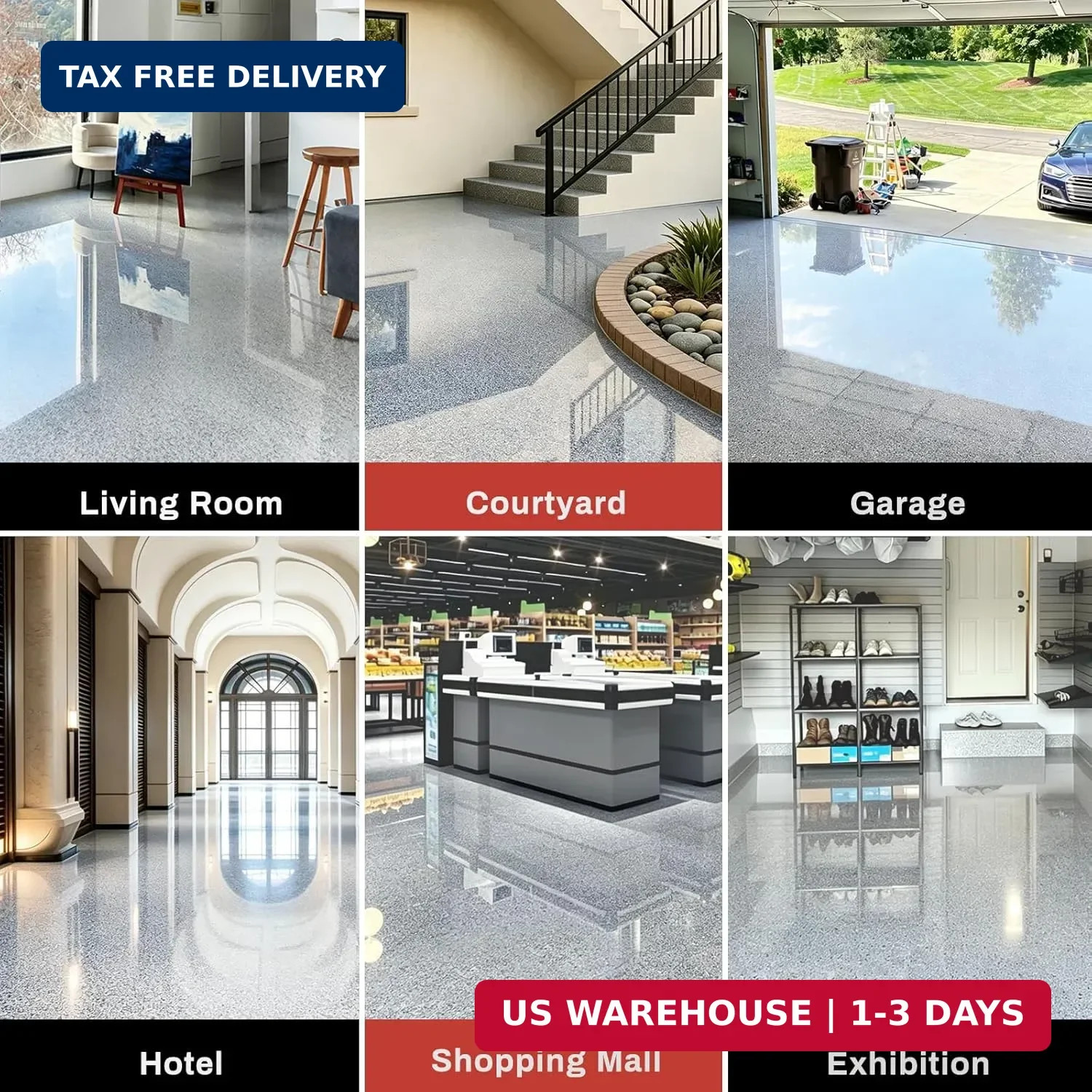 DWIL Epoxy Floor Paint with Colored Sand- Garage Floor Kit, Non-Slip Marble Fini