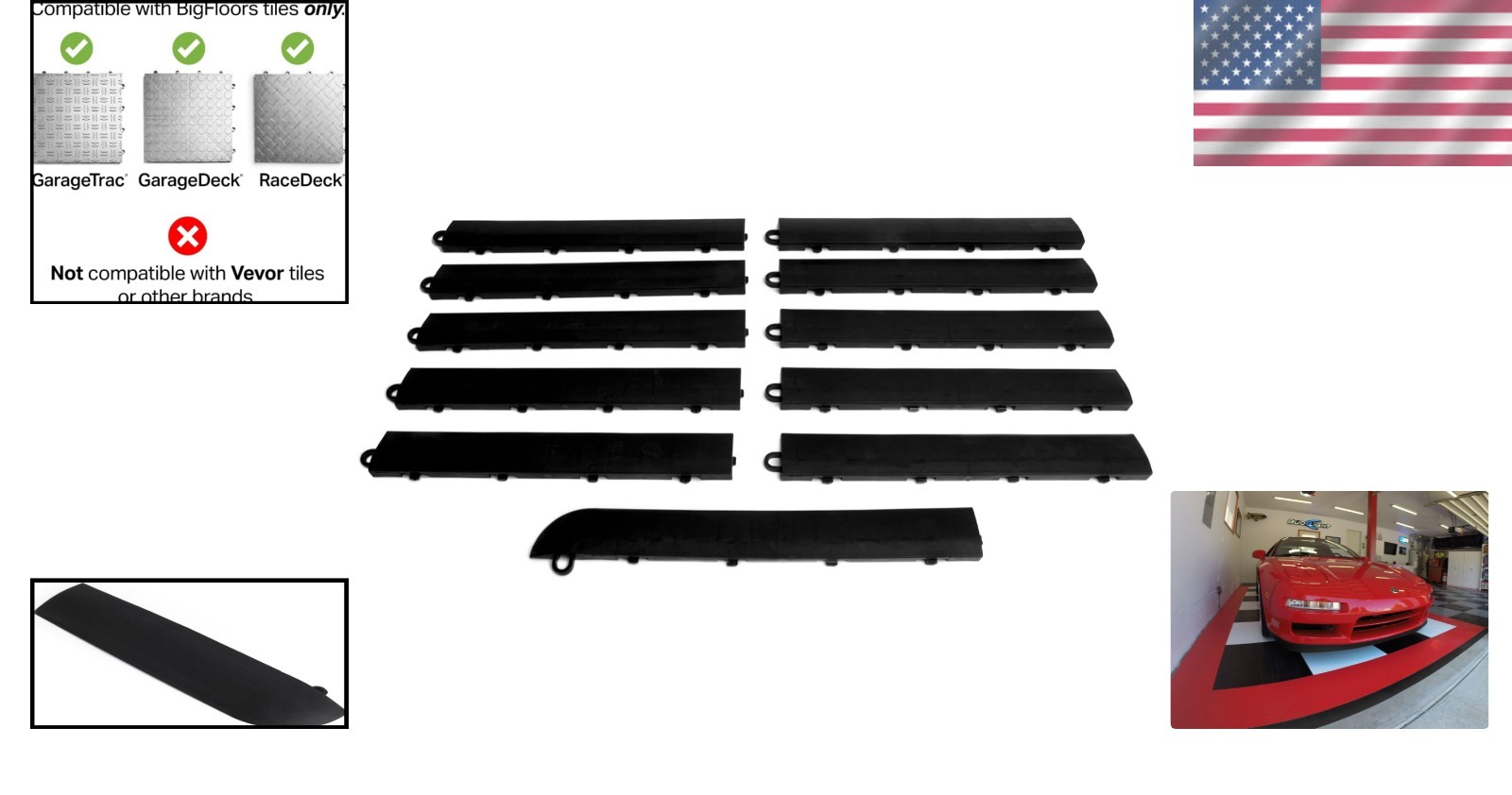 11-Piece Male Transition Edge Kit for Garage Flooring – RaceDeck Compatible