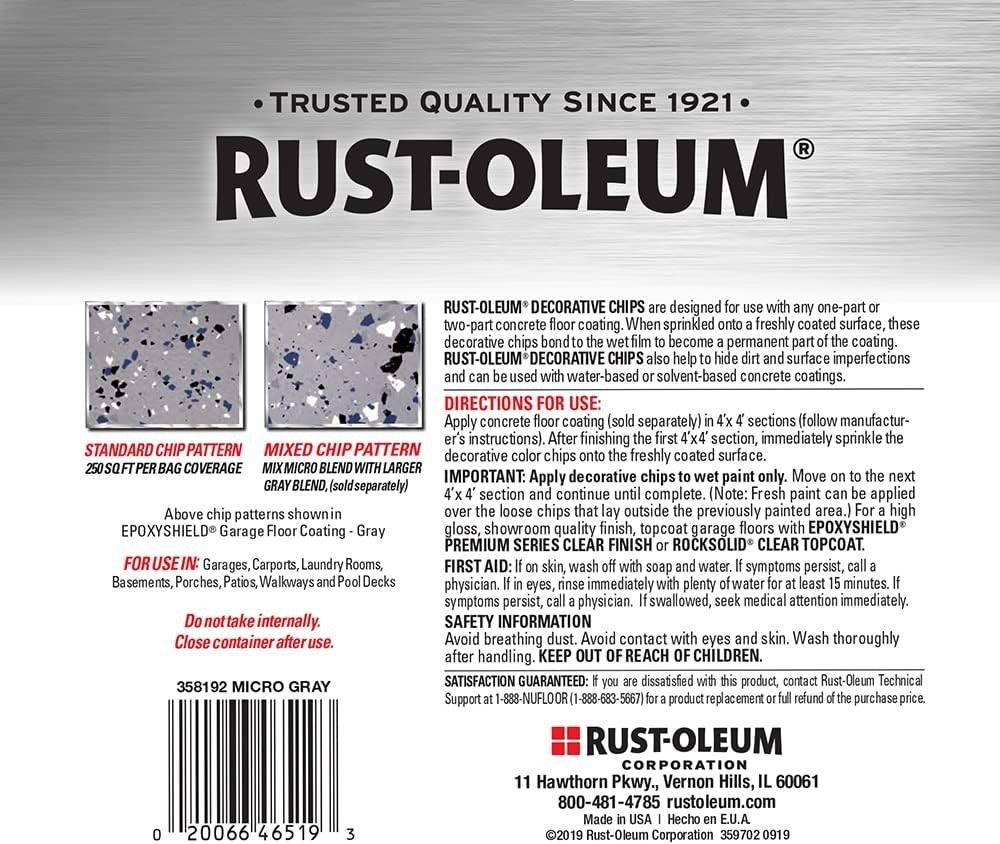 Rust-Oleum 358192 Decorative Color Chips, Micro Gray Blend, 1 lb