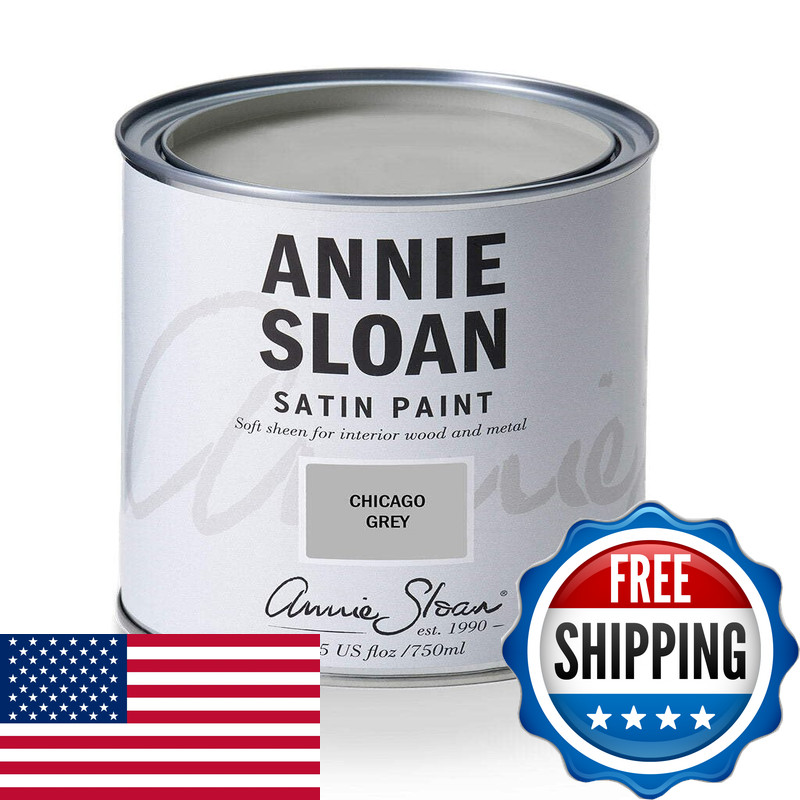 Annie Sloan Satin Paint Chicago Grey 25 Fl Oz/750 Ml. Soft Sheen For Interior