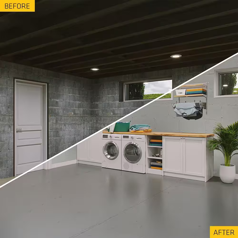 Extreme 5 Gal. Gray Flat Latex Interior/Exterior Basement Masonry and Concrete S