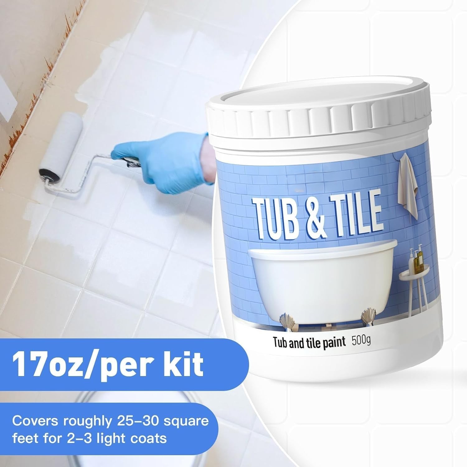 NEW Tub Tile Refinishing Kit Paint 16.5oz Water Based Semi Gloss White