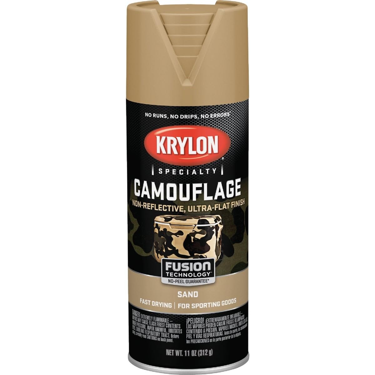 Krylon Camouflage Paint Sand 11 Ounce Ultra Flat Non Reflective Paint