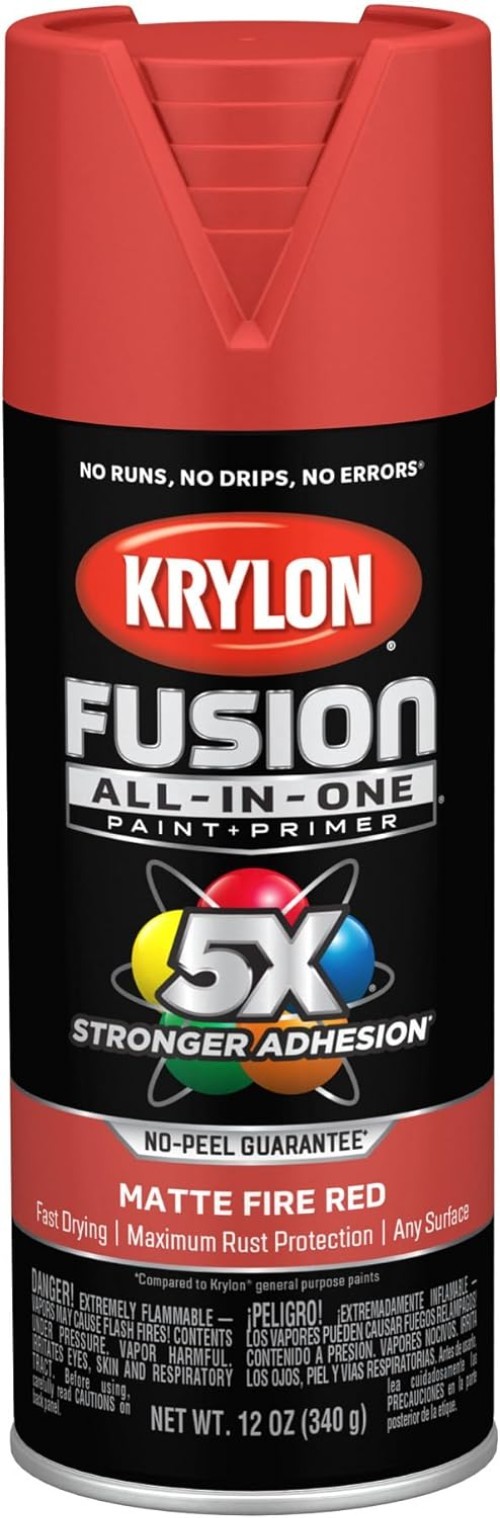 Versatile 12 oz Indoor/Outdoor Adhesive Spray Paint – Fire Red & Rust Resistant