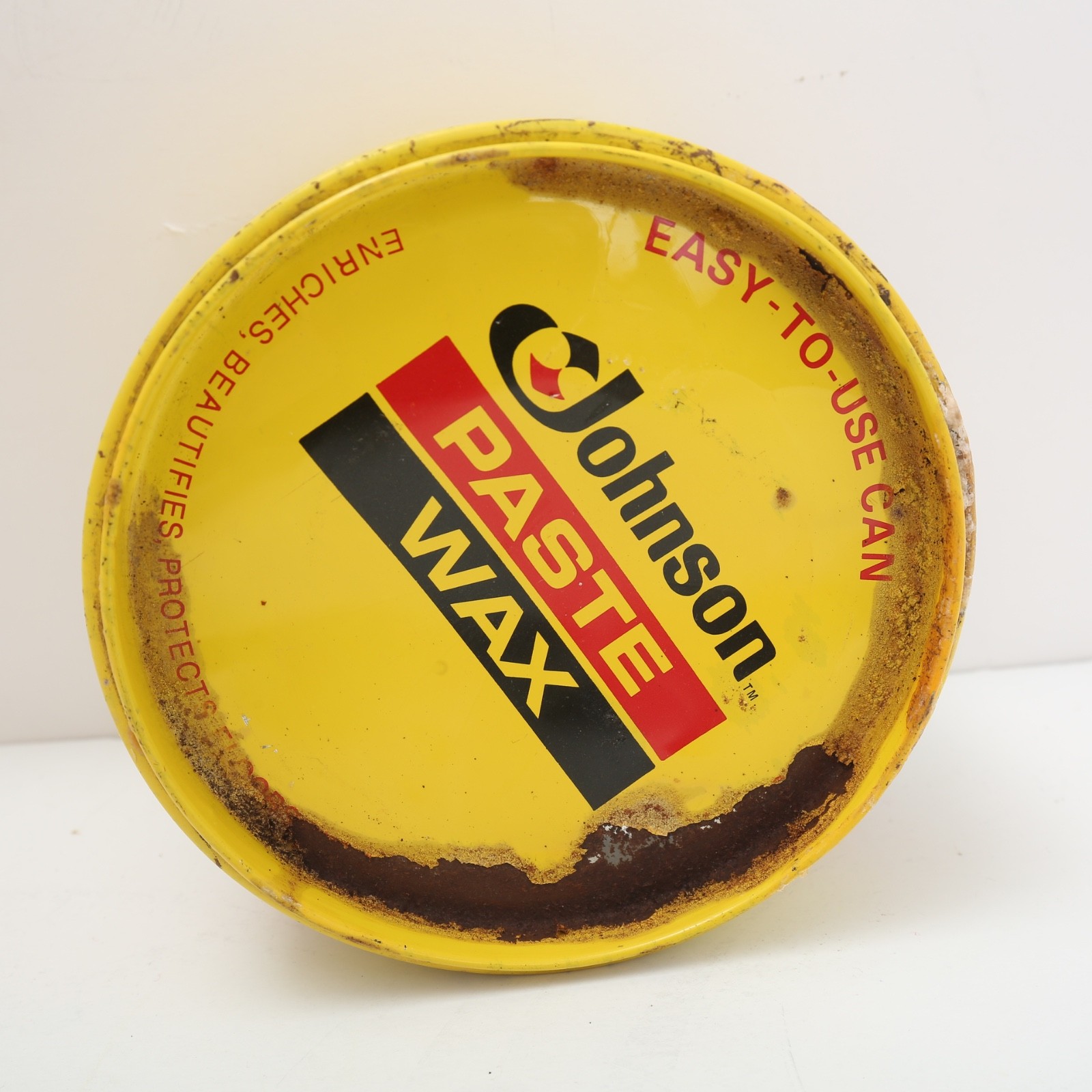 Johnson Paste Wax Can One Pound 16 oz Used Very Worn Can Vtg