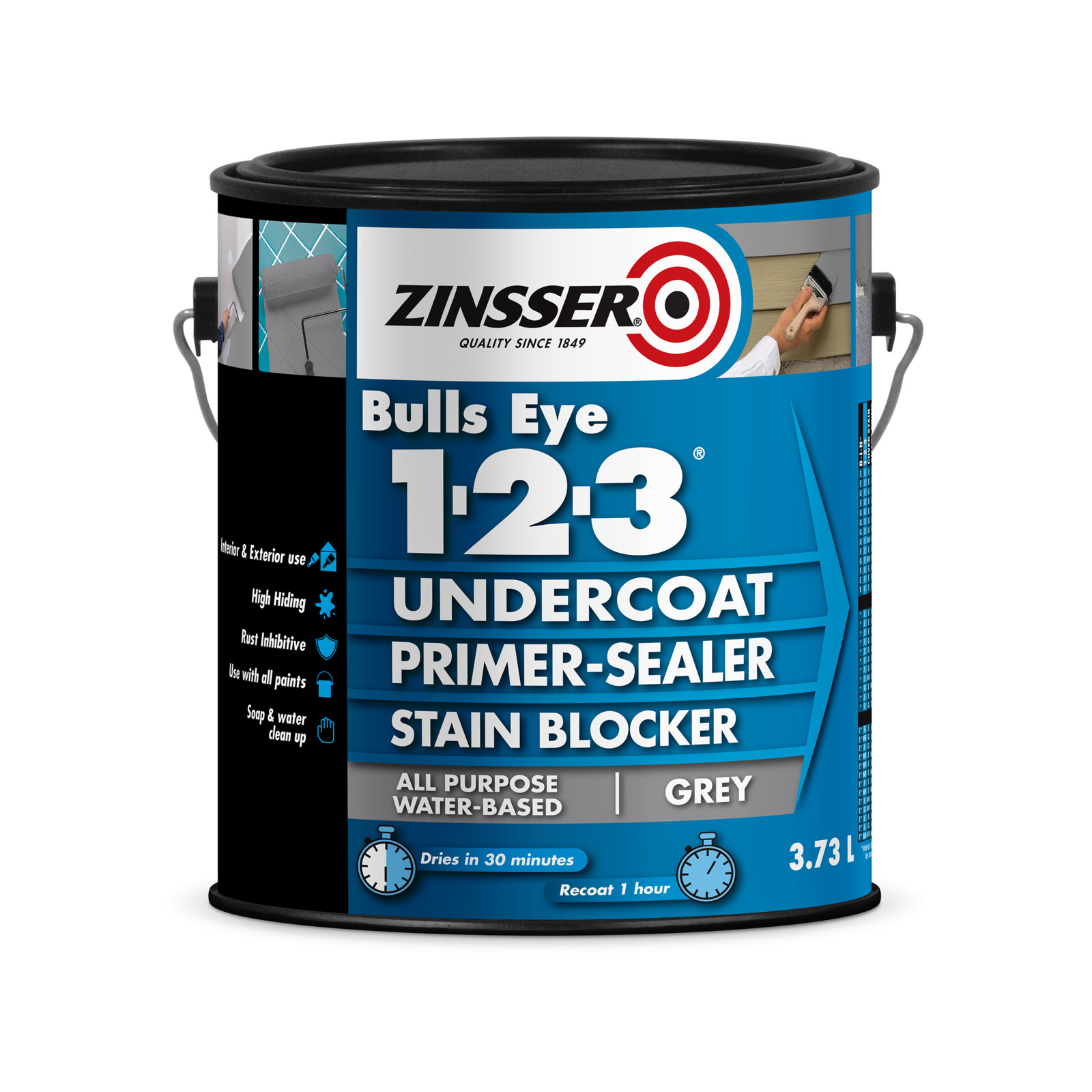 Zinsser Bulls Eye Primer Undercoat Sealer and Stain Blocker – Grey 3.73L