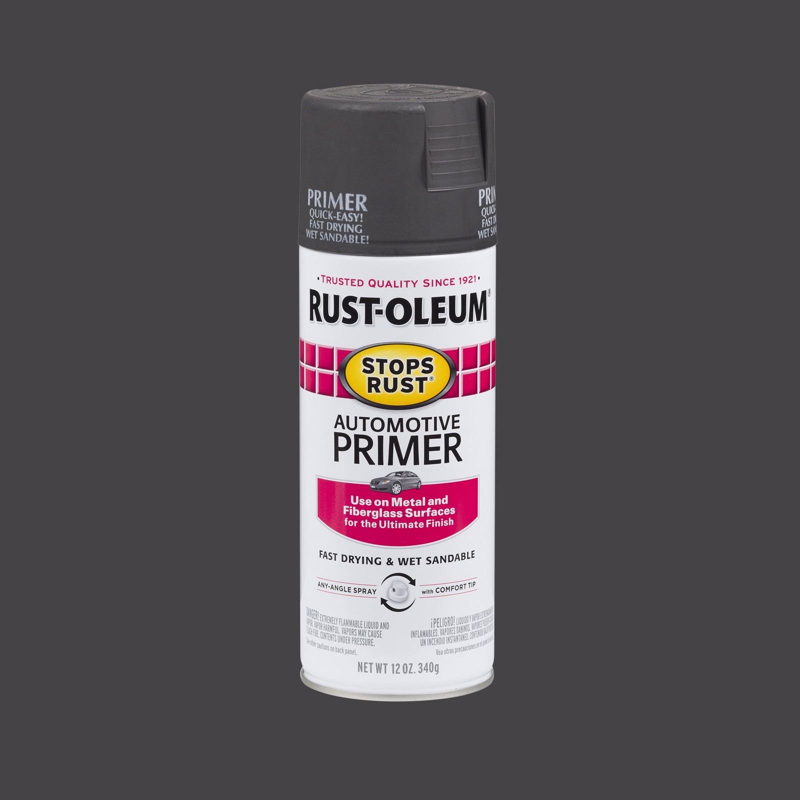 Light Gray Stops Rust Automotive Primer Flat Spray Paint-2081830 12 oz