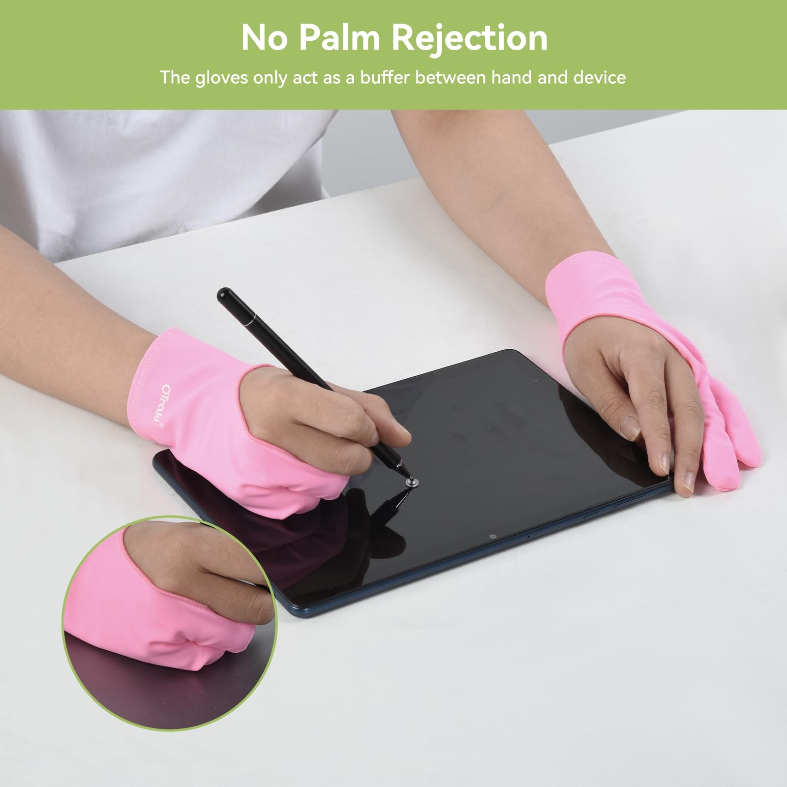 OTraki Drawing Glove 4 Pack Artist for Tablet with Medium, Pink