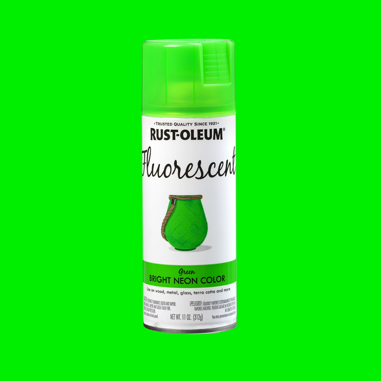 (6 pack) Green, Rust-Oleum Fluorescent Spray Paint-342417, 11 oz