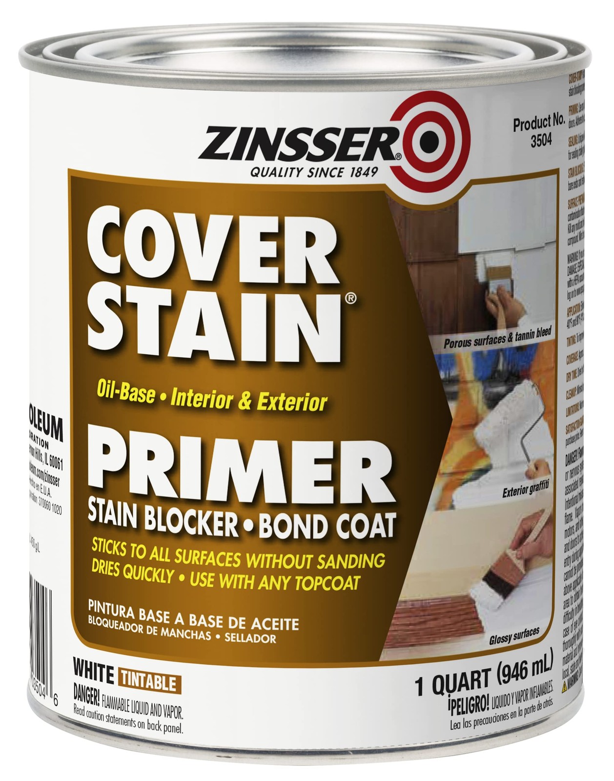 qt Zinsser 03504 White Zinsser, Cover-Stain 32 Fl Oz (Pack of 1),