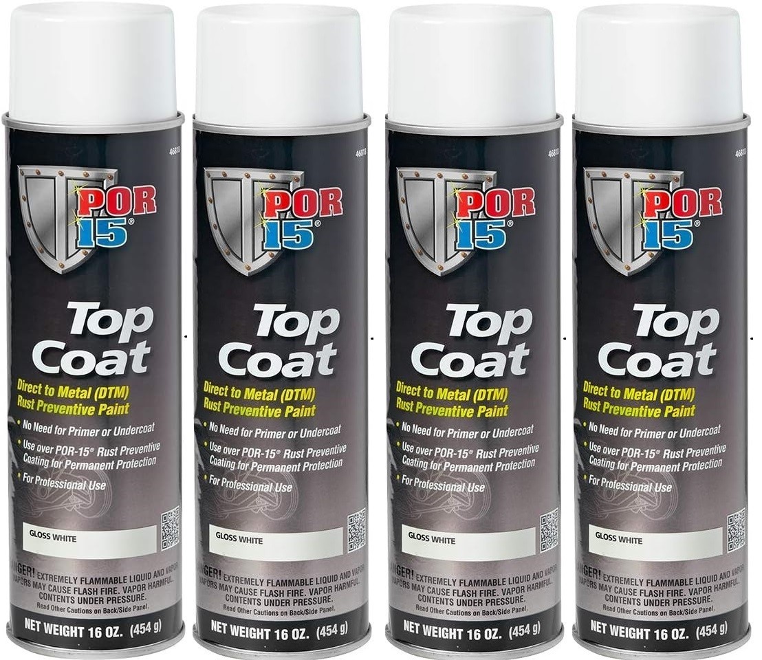 POR 15 46818 Top Coat Gloss White Spray Paint 16 fl oz (Pack of 4)
