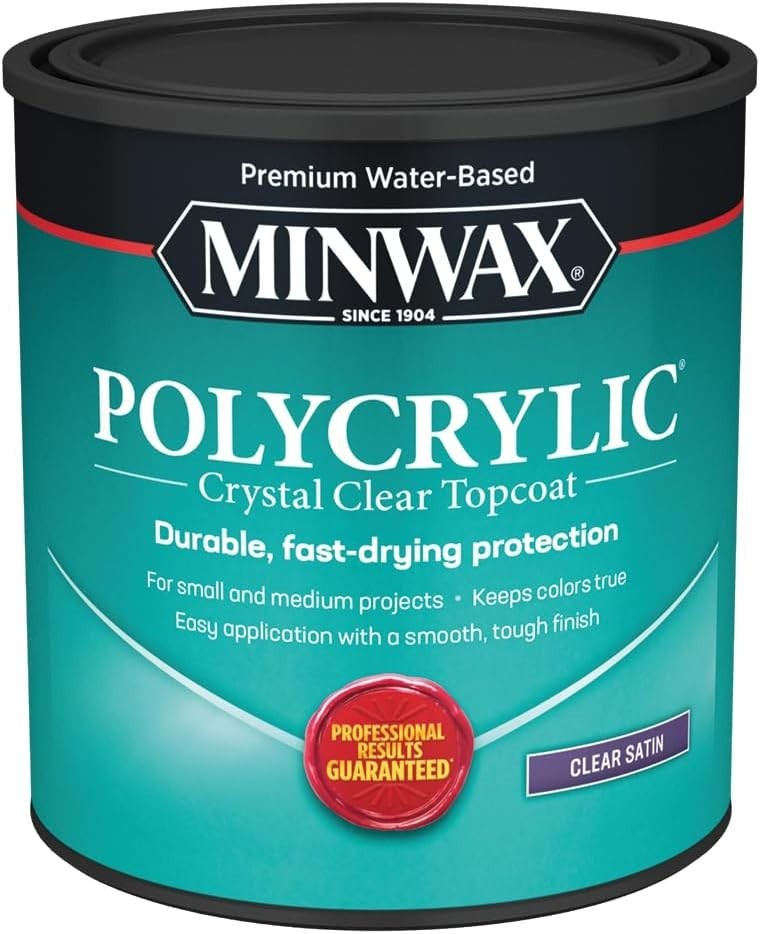 Water-Based Polycrylic Finish Satin Clear 1 Quart for Interior Wood Projects