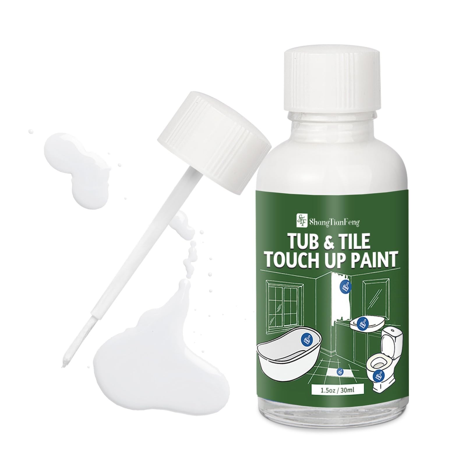 Touch Up Paint White tile paint porcelain repair kit 1.5 Fl Oz,