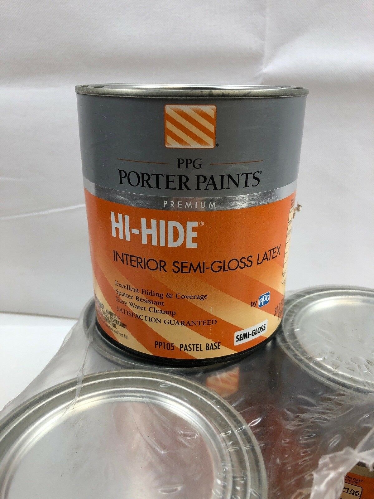 PPG PP105–HI-HIDE Interio Semi-Gloss Latex Pastel Base-LOT of 4–31oz. cans