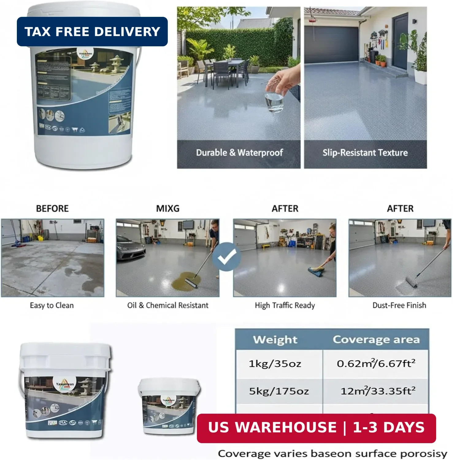Epoxy Colored Sand Floor Paint, Self-leveling Epoxy Floor Paint for Indoor and O