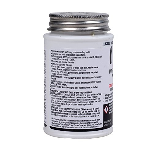 Pipe Thread Sealant 4 fl oz, Brush-Top Can, Great White Pipe Joint 4 oz