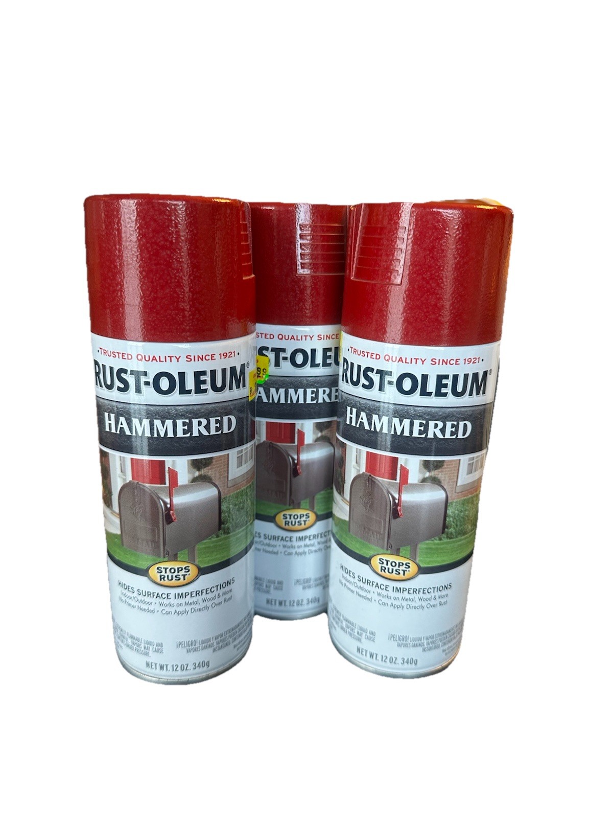 3 NEW Rust-Oleum Hammered Bright Red Spray Paint Rustoleum Discontinued & RARE