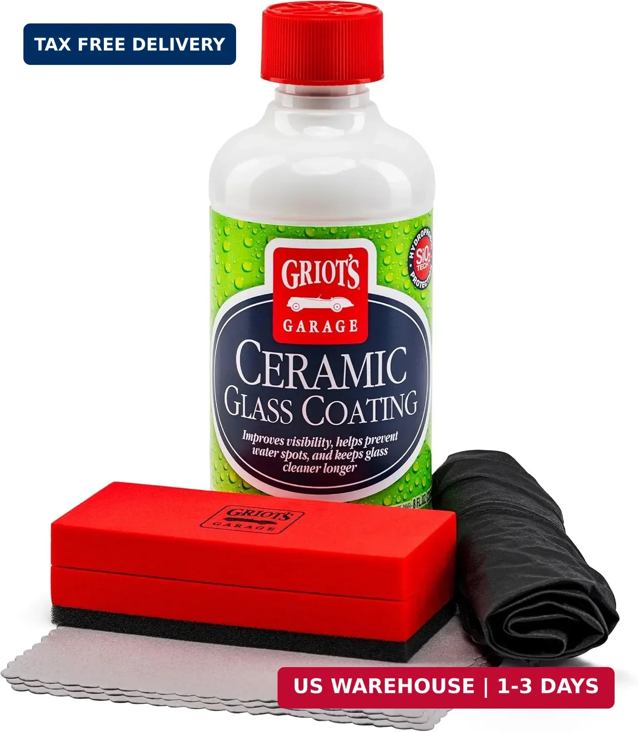 Griot’s Garage Ceramic Glass Coating Kit for Car Detailing, Includes SiO2 Hydrop
