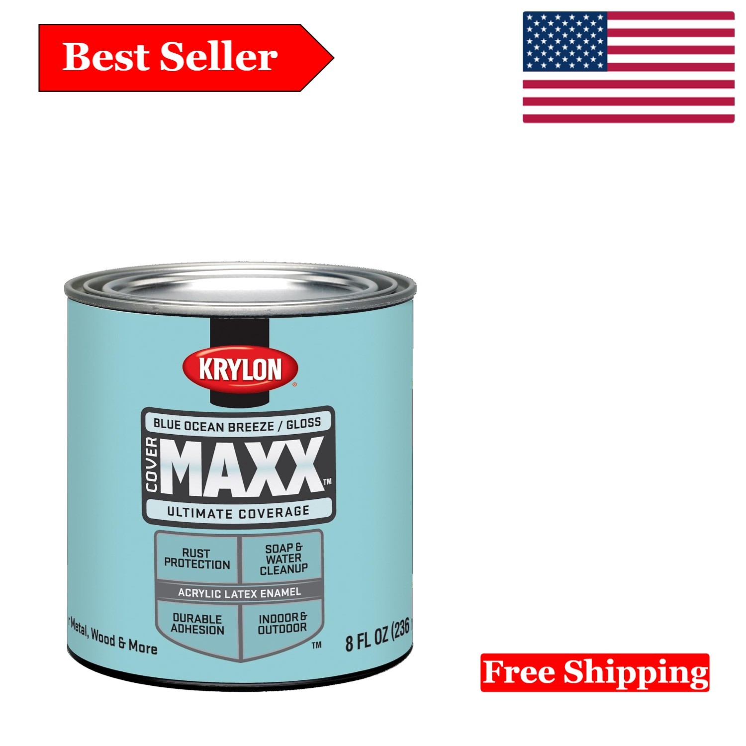 COVERMAXX Gloss Blue Ocean Breeze Spray Paint – Indoor/Outdoor Rust-Resistant…