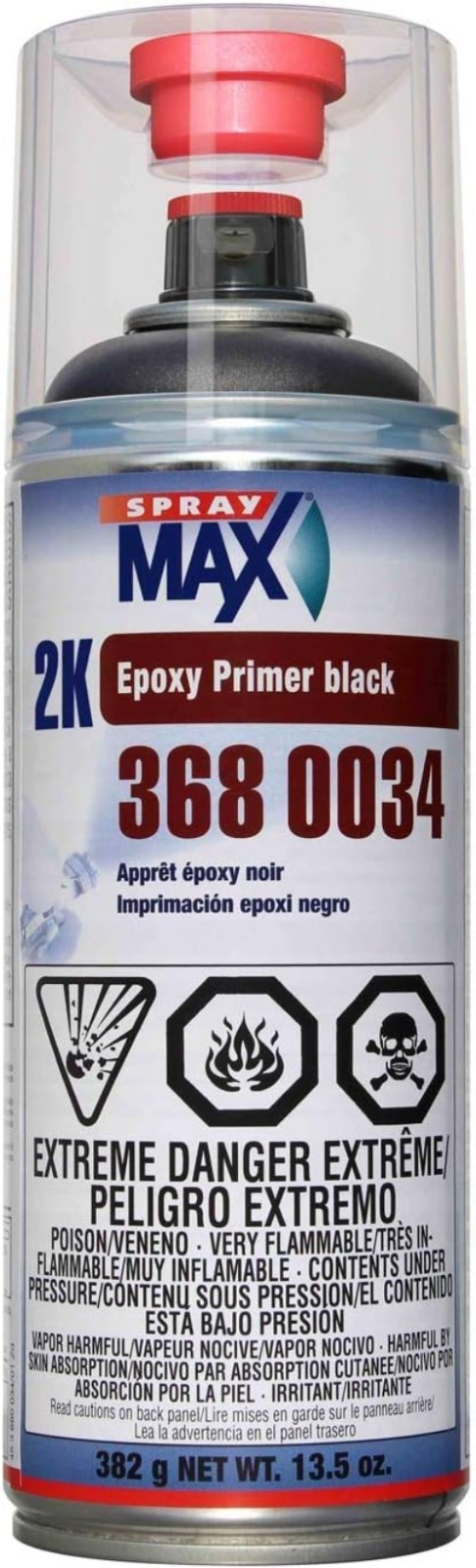 Matte Black 2K Epoxy Primer Spray – 13.5 Fl Oz, Perfect for Metal Surfaces