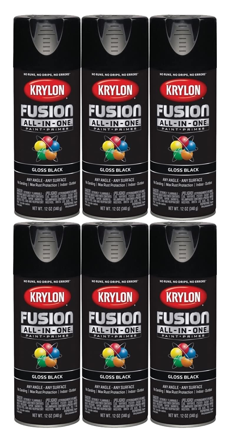 Krylon 6‐Pack of 12 oz K02702007 Black Fusion All‐In‐One Paint & Primer Spray…