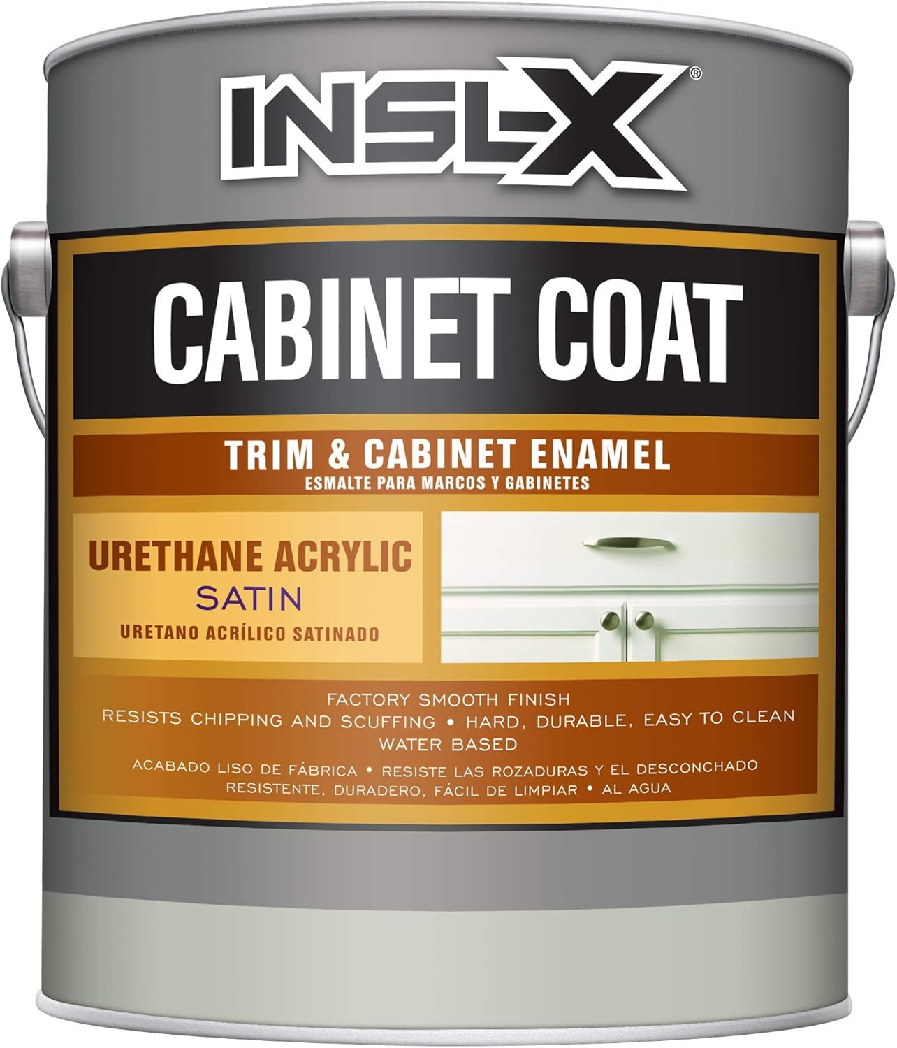 Cabinet Coat Enamel Paint – Satin White 1 Gallon (128 Fl Oz)