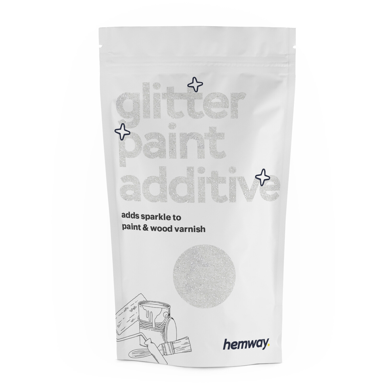 Hemway White Glitter Iridescent Paint Additive Crystals Emulsion Walls Ceiling