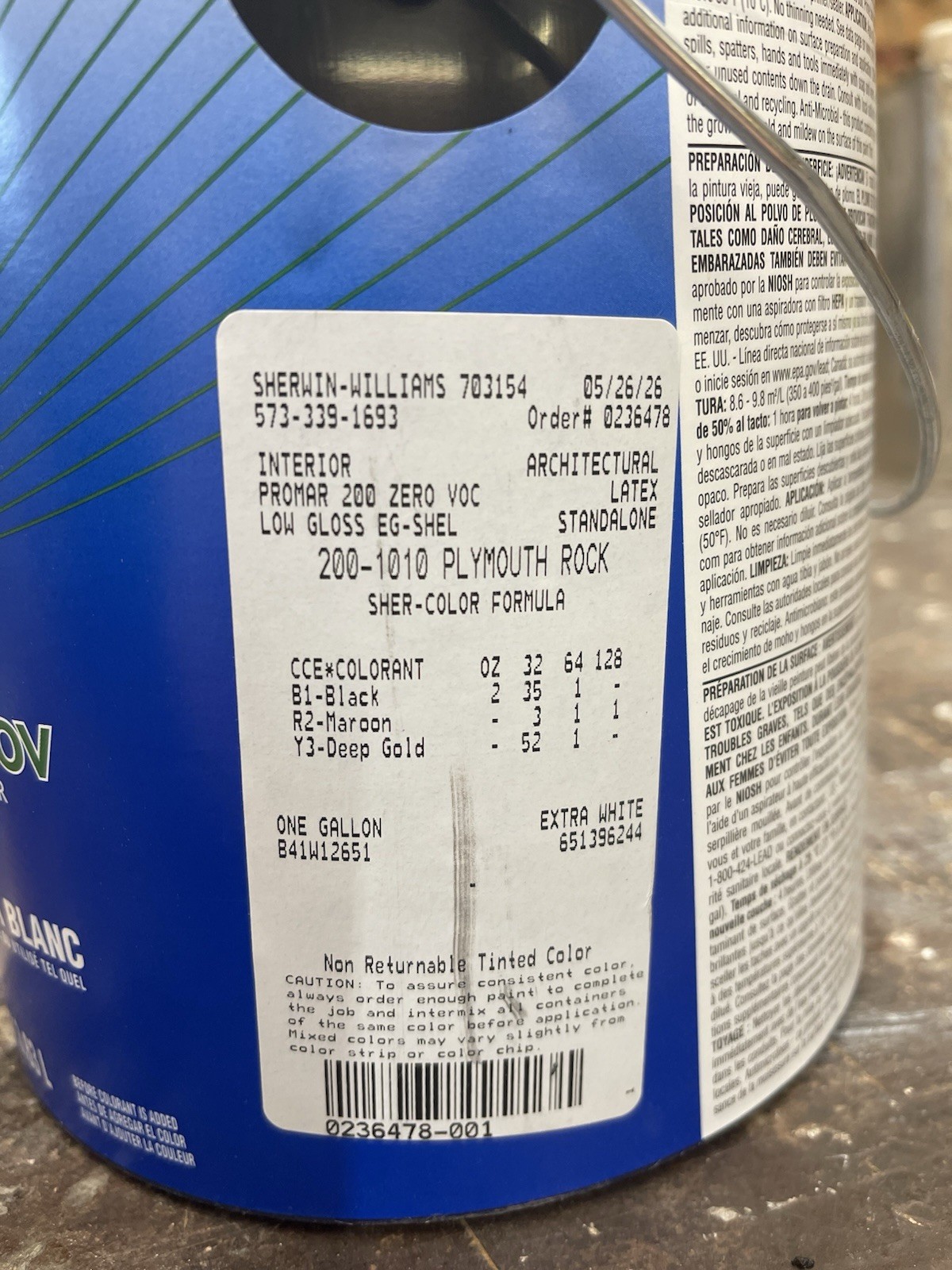 1 Gal. Sherwin Williams ProMar 200 Interior Paint/ Plymouth Rock Gray/Eg-Shell