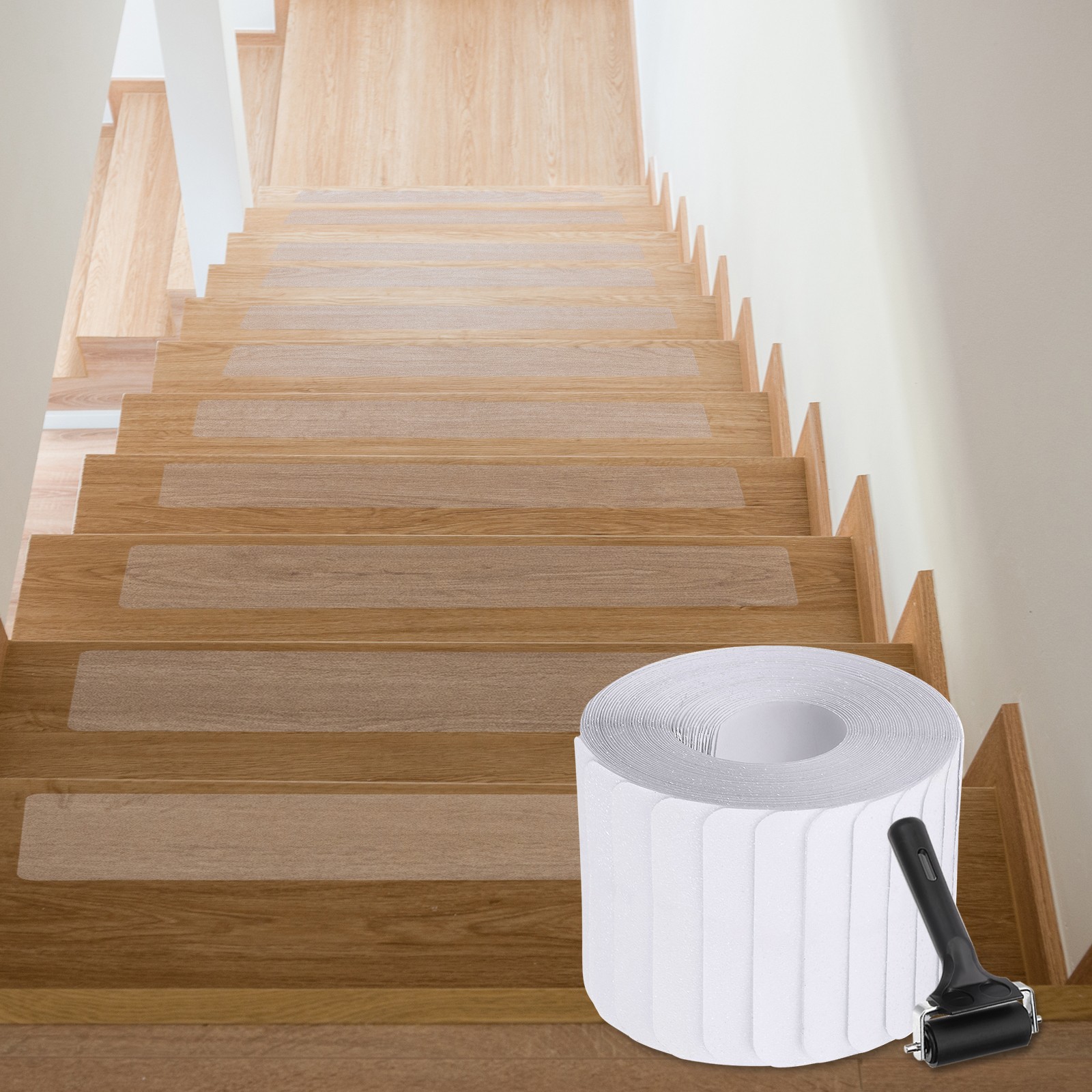 15pcs Non Slip Stair Treads Tape 4″x32″ Mat for Stairs with Roller, Transparent