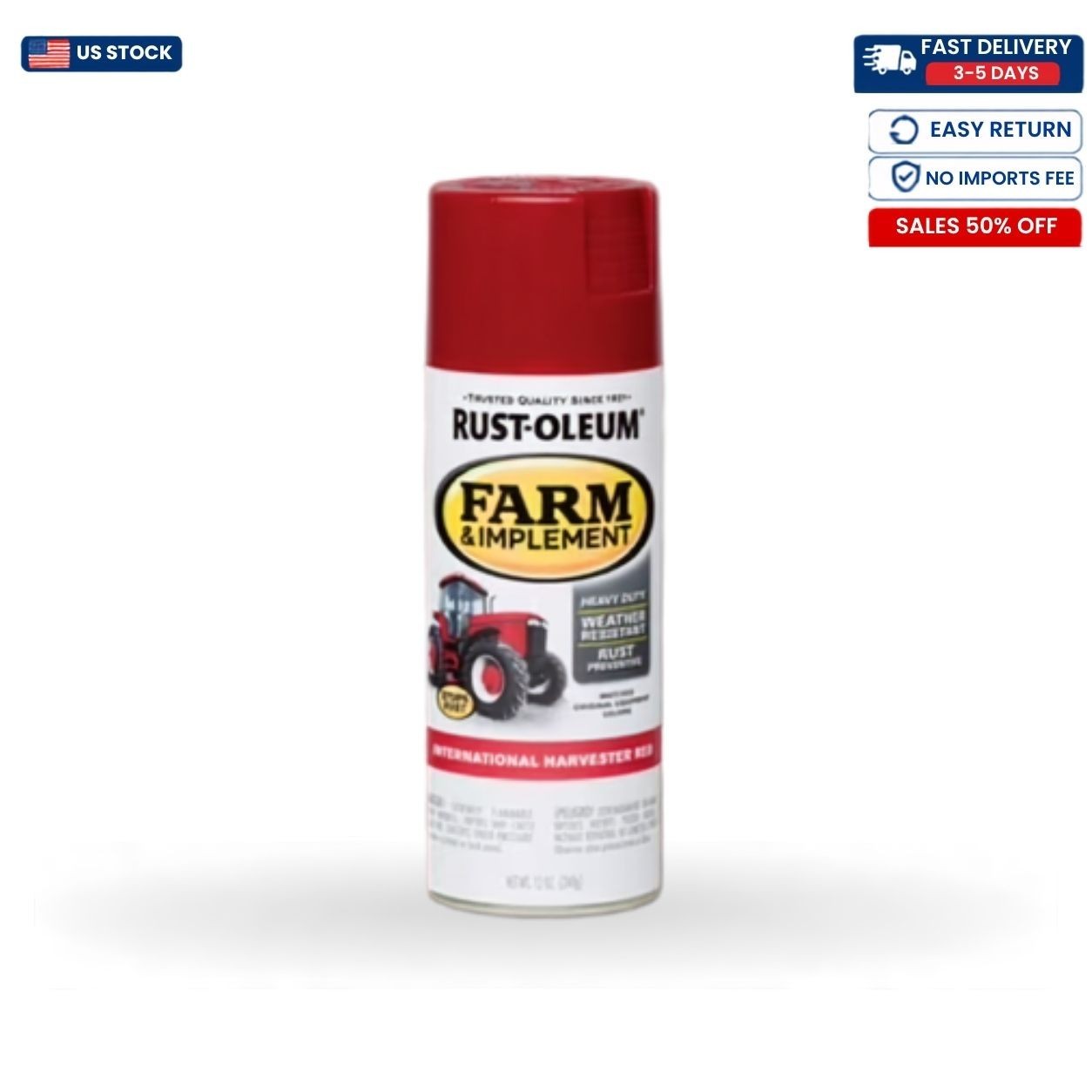 (6-Pack) Rust-Oleum Farm Implement Gloss Spray Paint International Red 12oz