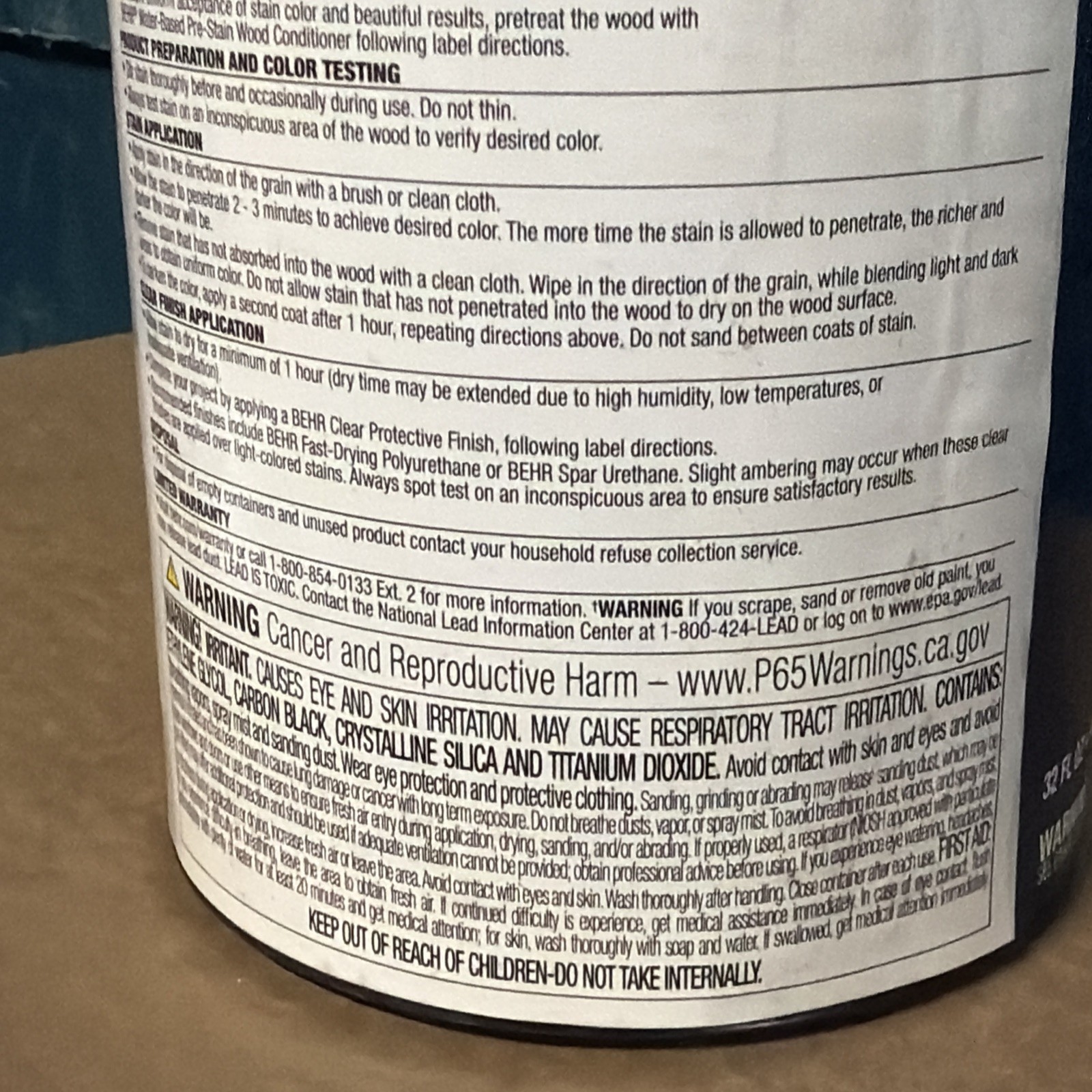 One Quart Behr Premium Fast Drying Water-based Wood Stain Weathered Gray B4536