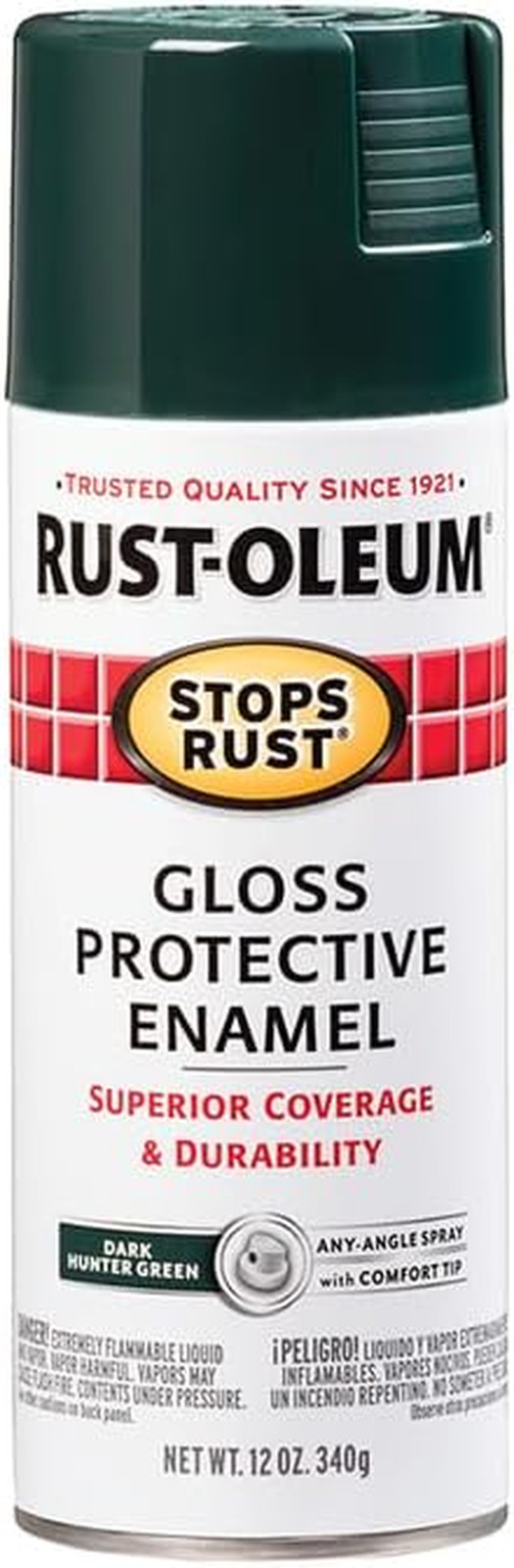 12 Oz Rust-Oleum Stops Rust Spray Paint Gloss Dark Hunter Green
