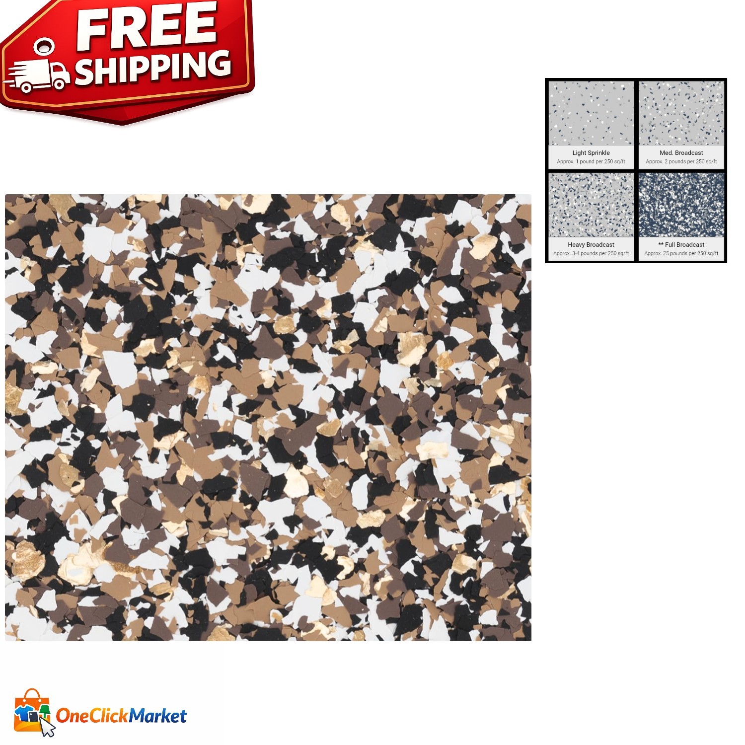 1/4″ Dark Earth Tone Sparkle Flakes, 1 lb – Elevate Any Surface with Style