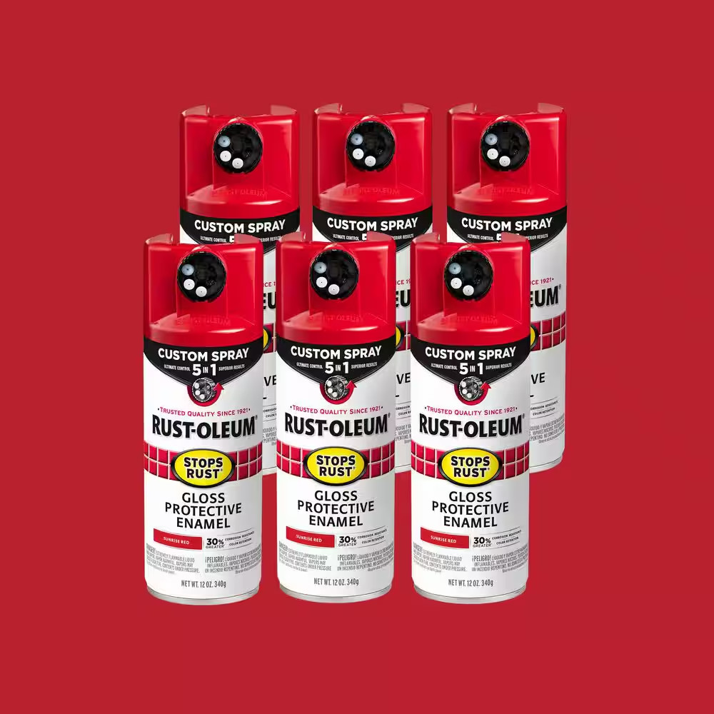 12 Oz. Custom Spray 5-In-1 Gloss Sunrise Red Spray Paint (Case of 6)